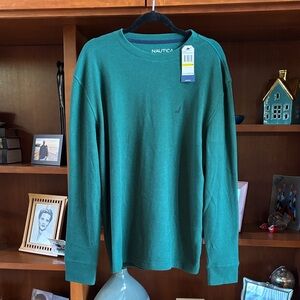NWT Nautical Brushed Waffle Sleep/Lounge Wear Long Sleeve Mens Med Tidal Green